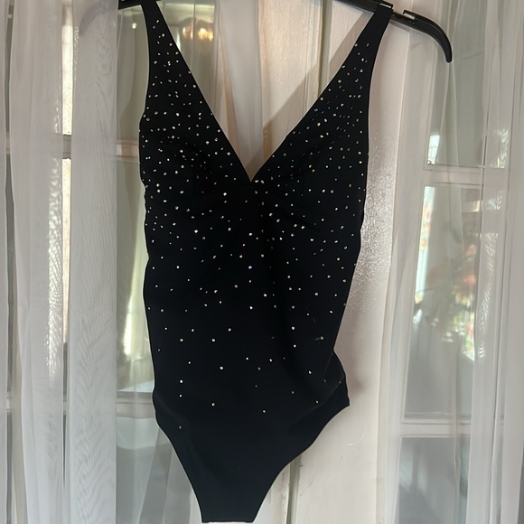I.D. SARRIERI One Piece Swarovski Allover Bodysuit Women’s EUR Size 38 Black - Picture 4 of 12